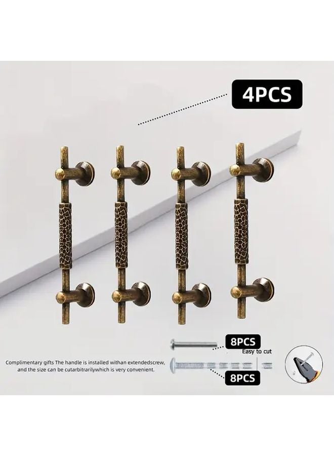 4pcs Copper Hammered Cabinet Handles 96mm Hole Spacing Zinc Alloy Vintage Kitchen Knobs - Image 3
